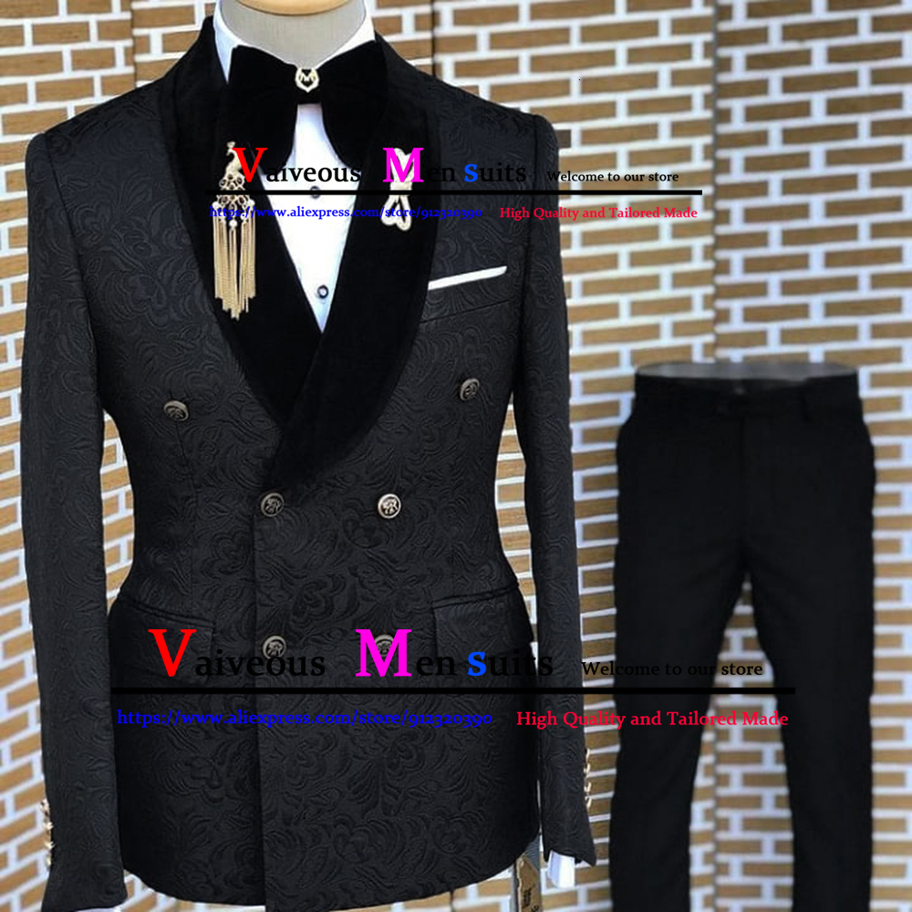 

Men's Suits Blazers Luxury Black Jacquard Men Suit Slim Fit Double Breasted Wedding Suits For Men Formal Prom Suits Tuxedo 3 Pieces Blazer Vest Pant 230313, Burgundy