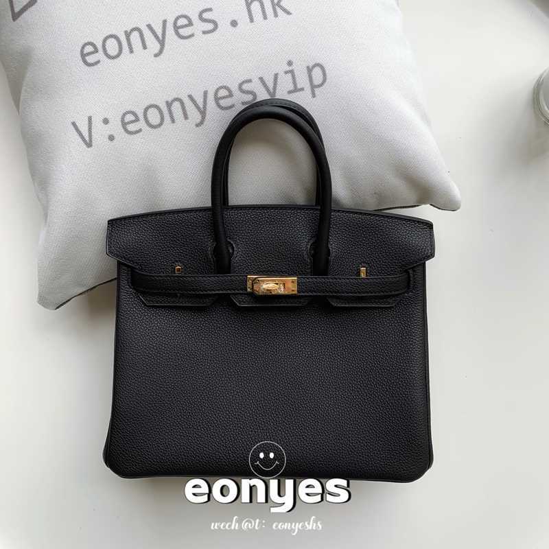 

Luxury Bag Birkin Director Ino sews pure handmade handbag H home wax thread togo leather black 25 gold/silver buttons with logo, Black gold button