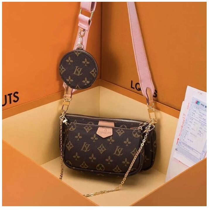 

MULTI POCHETTE ACCESSORIES Bag Cross Body Shoulder Purse Fashion Lady Shopping Handbag Women Letter Popular Totes Trio 3pcs louiseity Fashion viutonity lvs, Brown flower black blet