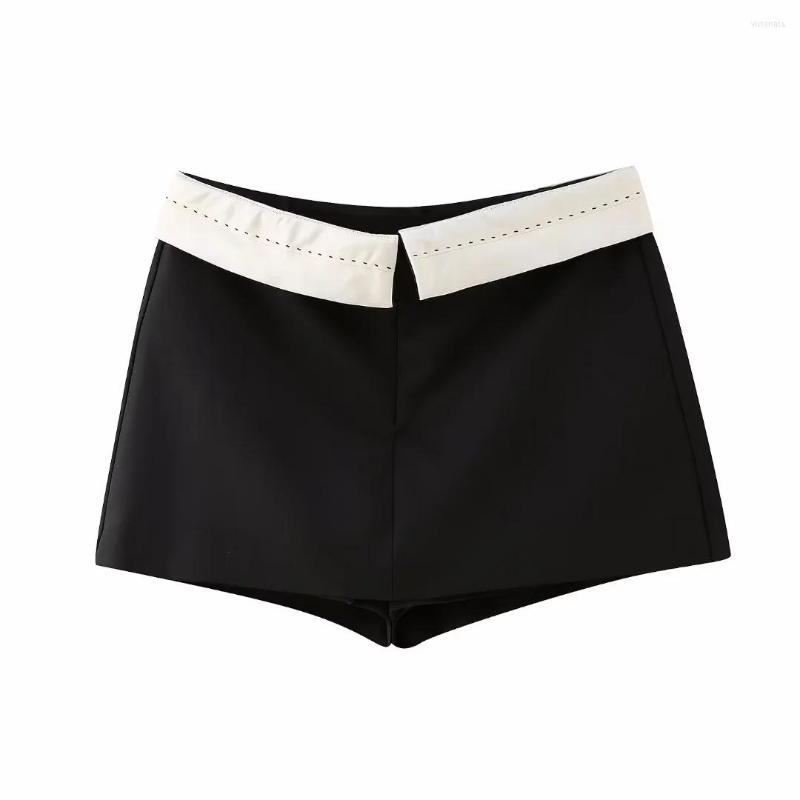 

Women' Shorts Black High-Waisted Skorts Y2k Contrast Waistband Skirt Pants Casual Korean Fashion Summer Chic Basic Vintage Classic