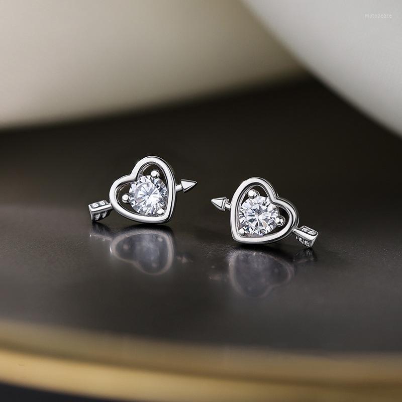 

Stud Earrings Exquisite Sliver Color Heart Zircon Earring For Women Anniversary Valentine Day Gift Fashion Jewelry
