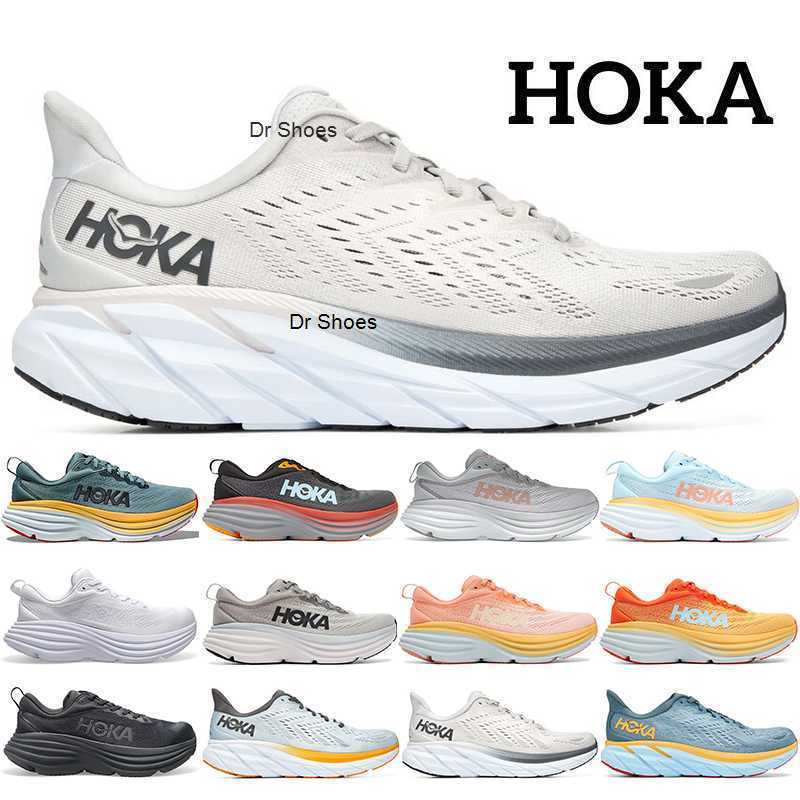 

2023 Outdoor running shoes men womens hoka bondi 8 Clifton Triple White black Harbor Mist Summer Song Blue Lunar Rock runner mens sports