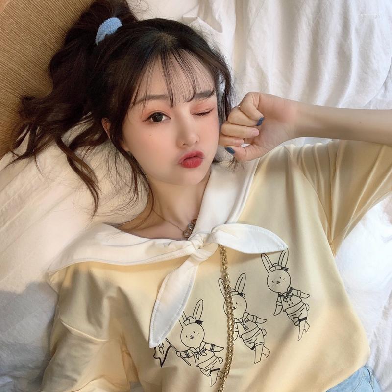 

Women's T Shirts Retro Cartoon Print Loose Tshirt Women's T-shirts Tops Japanese Kawaii Ulzzang Female Korean Harajuku Clothes, Blue