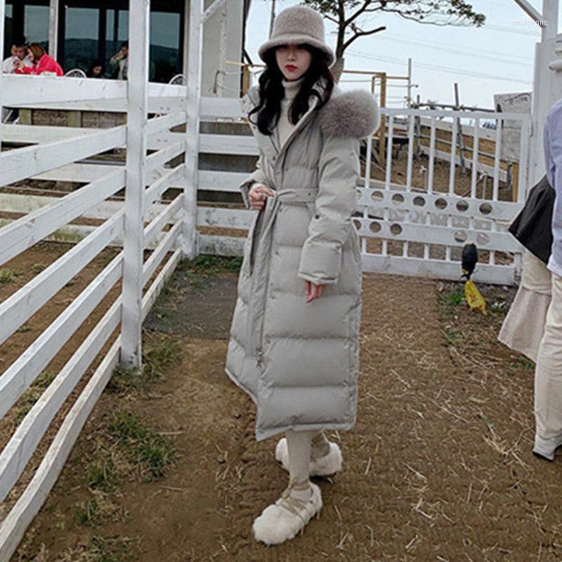 

Women' Down 2023 Jacket Women' Middle And Long Waist Over Knee Fashion Hooded White Duck