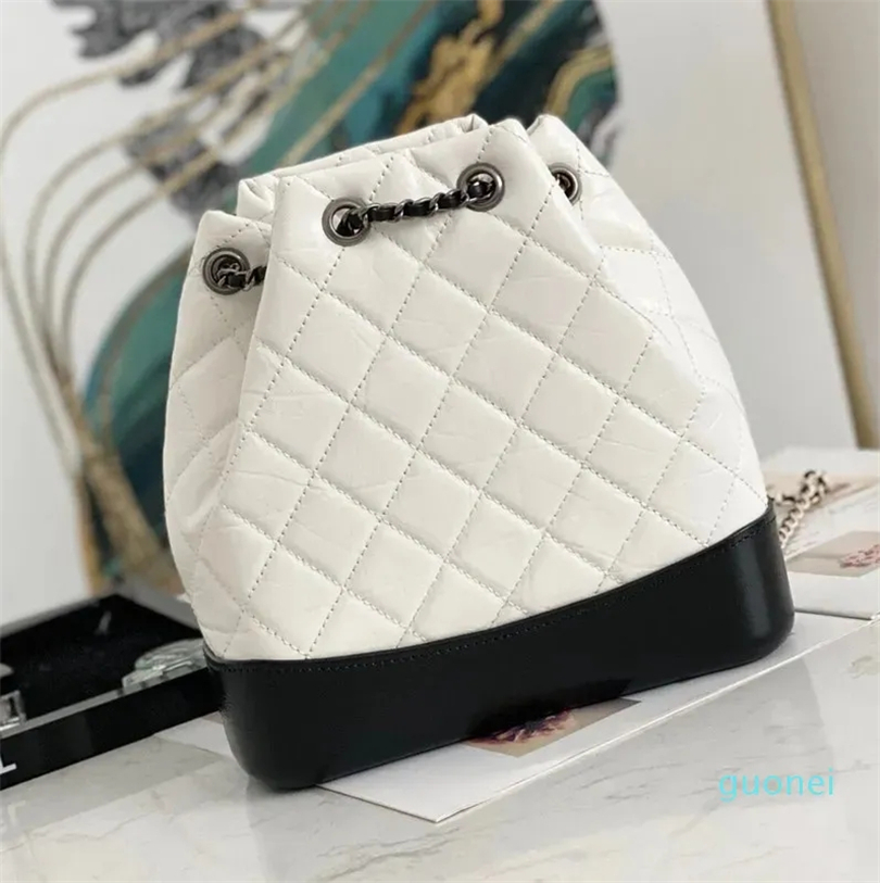 

Channel Gabrielle Designer Backpack Bags Wandering Schoolbag Classic Original Top Layer Cowhide Leather Hobo Fashion Women 23cm Gold/Silver Hardware Handbag, White