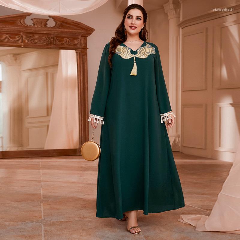 

Casual Dresses 2023 Dress For Women Large Size Clothes European American Style Middle East Arab Dubai Women's Clothing, Green