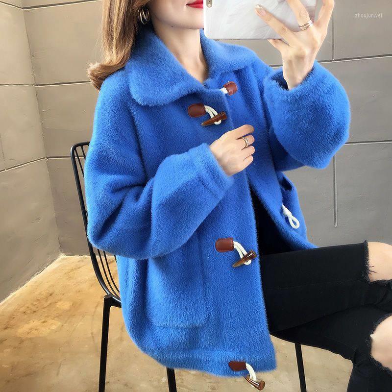 

Women's Knits 2023 Korean Autumn Imitation Mink Velvet Coat Women Jacket Loose Casual Short Knitted Cardigan Female Jackets Outerwear, Red