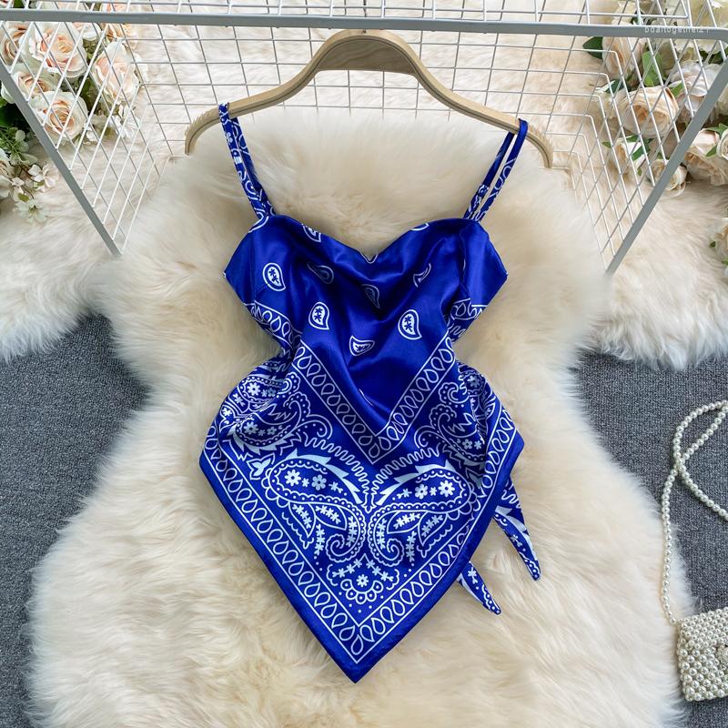 

Women's Tanks Summer Fashion Retro Printing Babes Backless Short Vest Women's Self-cultivation Bandage Tube Top Holiday Wind Sling Tide, Style 5