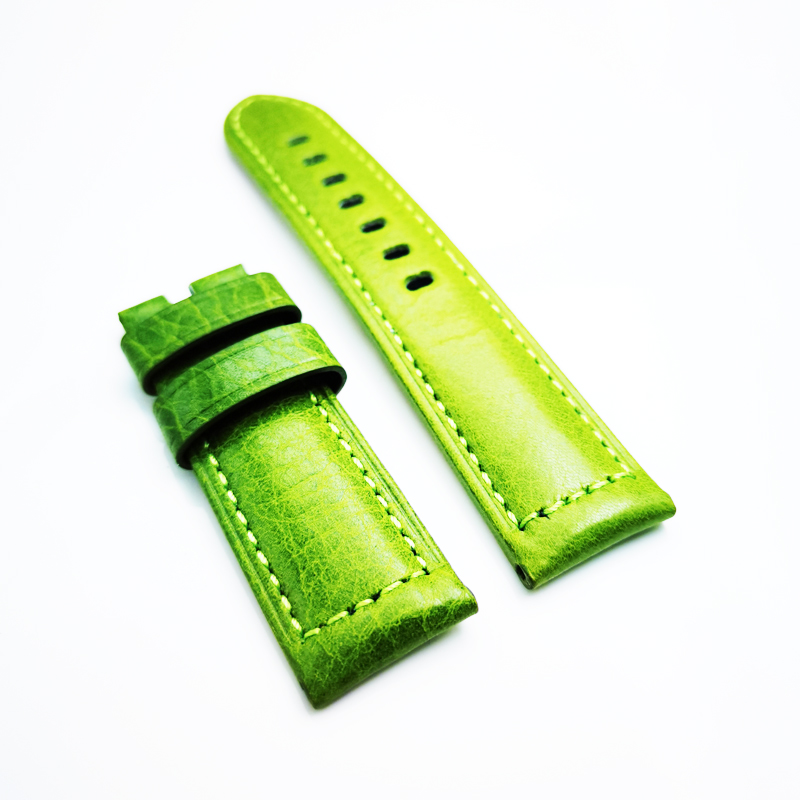 

24 mm Green Waxy Calf Leather Watch Band Strap Fit For Luminor Radiomir PAM Wirst Watch