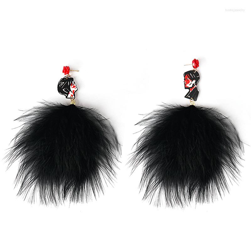 

Dangle Earrings Rock Band For Women Black Tassel Red Flower Romantic Wedding Party Ear Jewelry Props Gift