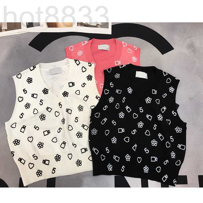 

Women's Tanks & Camis Designer 2023 Fashion Design Spring Summer Sweet Sweaters V-neck Sleeveless Knitted Vest All-match Casual Elegant 3 Color Tops EPJT, Black