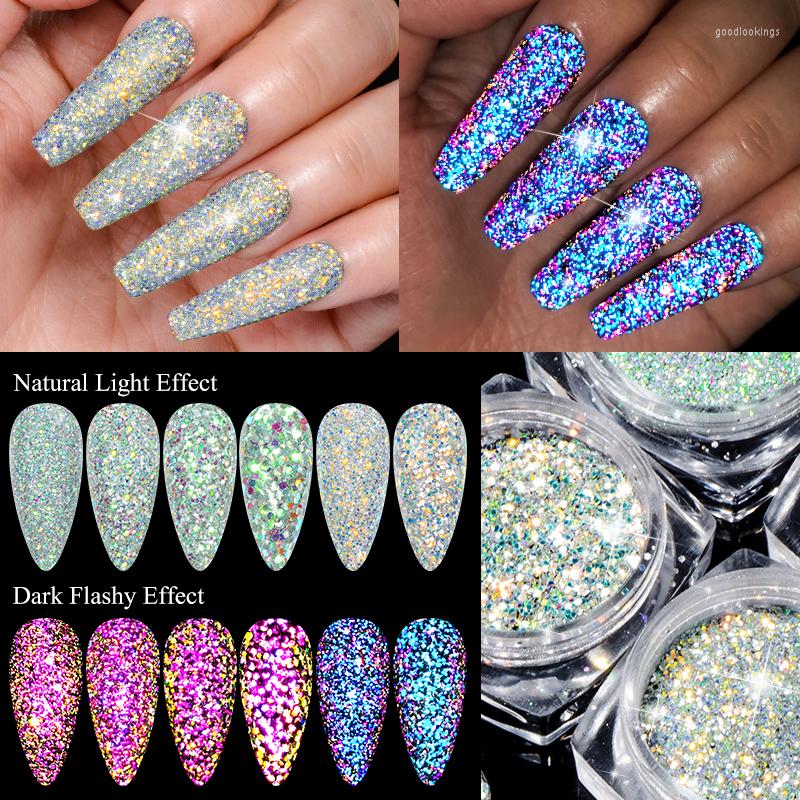 

Nail Glitter 1 Box Reflective Silver Powder Flash Disco Diamond Chrome Pigment Dipping Rhinestone Sequins
