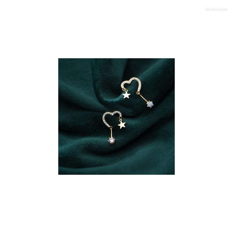 

Stud Earrings Women's Silver Color Zircon Star Tassel Sweet Love Long Fashion Trend Jewelry Gifts Es416