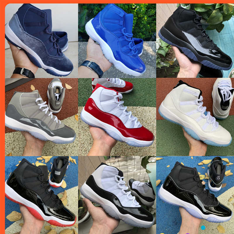 

11 Basketball Jumpman Shoes Velvet Midnight Navy Heiress High Cut Suede Spaces Jams Bred Cool grey Hyper Royal Blue Black Red 11S Xi Sports, As photo 8