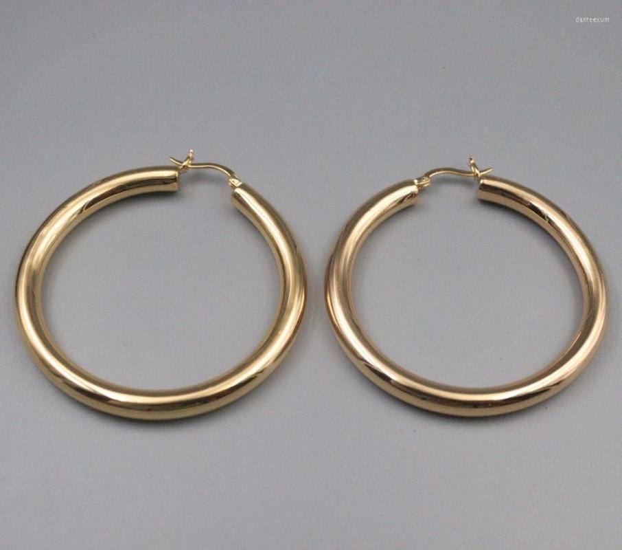 

Hoop Earrings Real Pure S925 Sterling Silver Men Women Yellow Glossy Round Circle