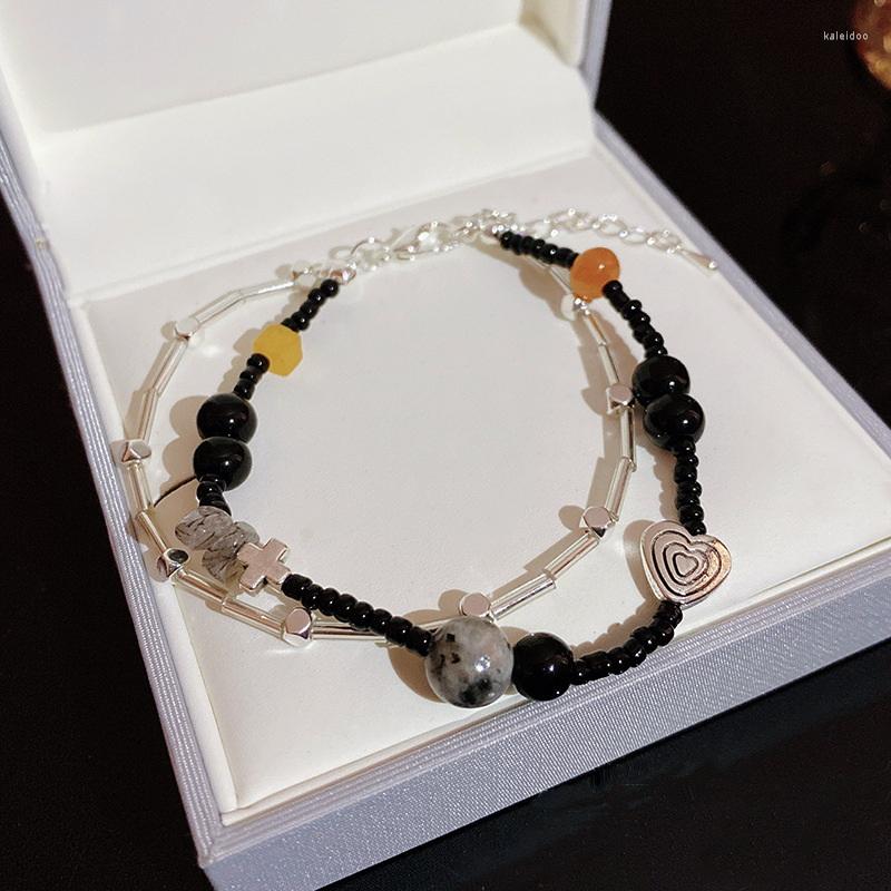 

Charm Bracelets Wholesale Korean Handmade Wove Beads Heart Bracelet For Women Adjust Candy Colored Flower Jewelry Girls Birthday Party Gifts