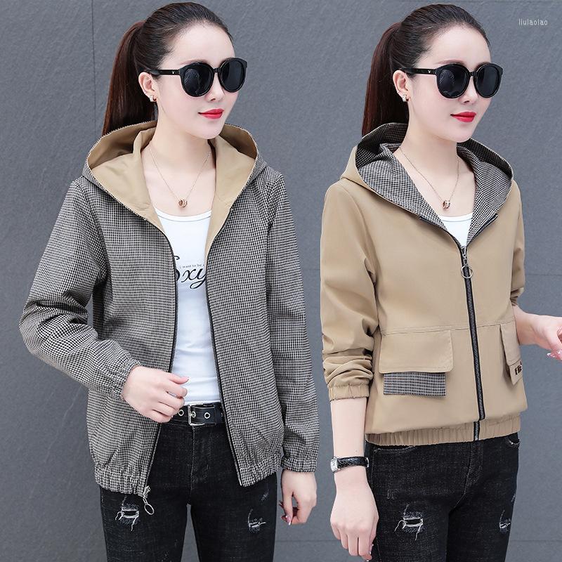 

Women's Trench Coats 2023 FashionAutumn Women's Jackets Causal Short Hooded Double-sided Windbreaker Famale Basic Coat Jacket Outwear, Black