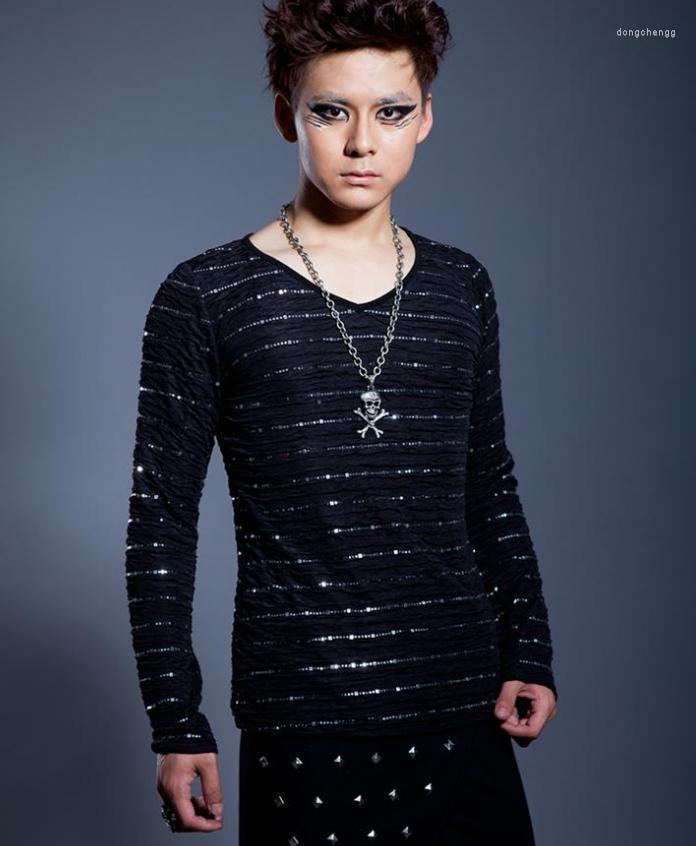 

Men's T Shirts Black Singer Stage Rock V Collar Tshirt Men Clothing T-shirt Fashion 2023 Brand Mens Jacket Shirt Customizable