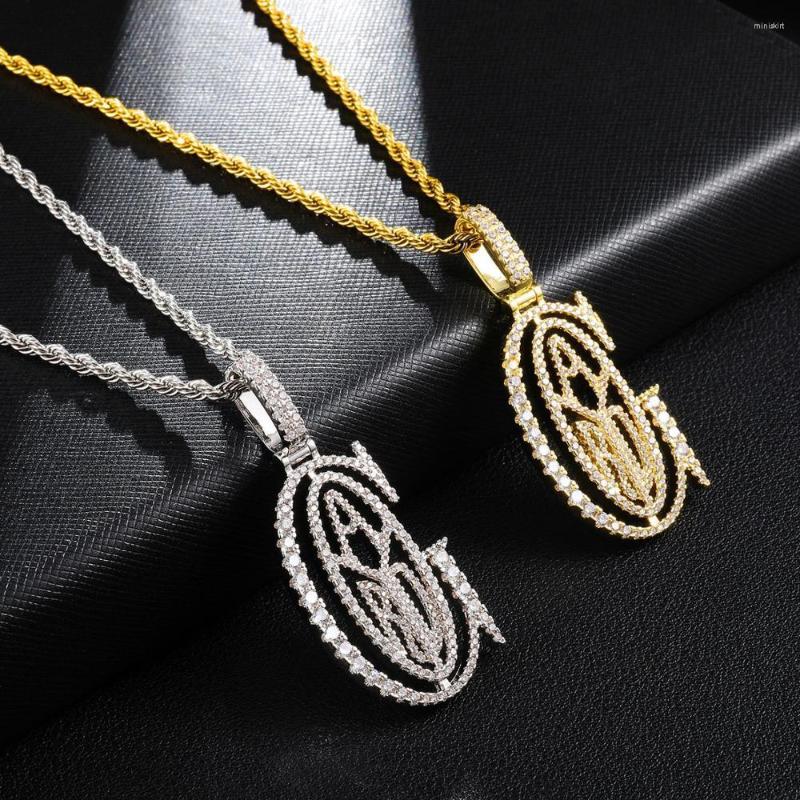 

Pendant Necklaces Initial Jewelry Letter GAD Gold Color Necklace Hip Hop Iced Out Men