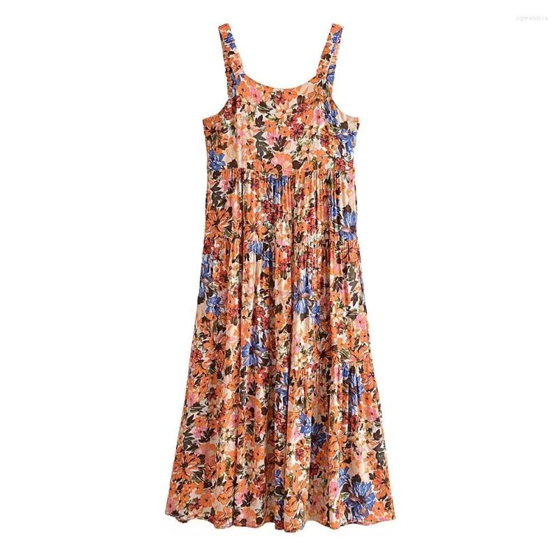 

Casual Dresses Summer Floral Print Maxi Hippie Dress Backless Sleeveless Rayon Cotton Bohemian Vestidos Mujer Ropa Boho Vinatge, Picture shown