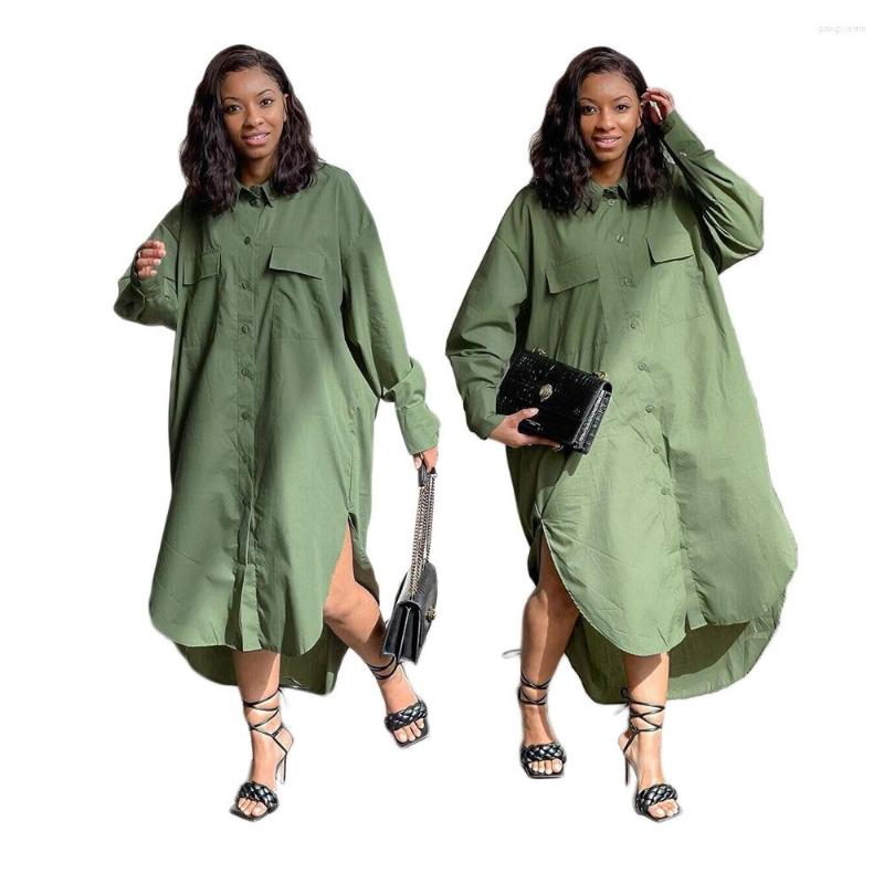 

Ethnic Clothing 2023 African Dresses For Women Office Lady Plus Size Shirt Dress S-4XL