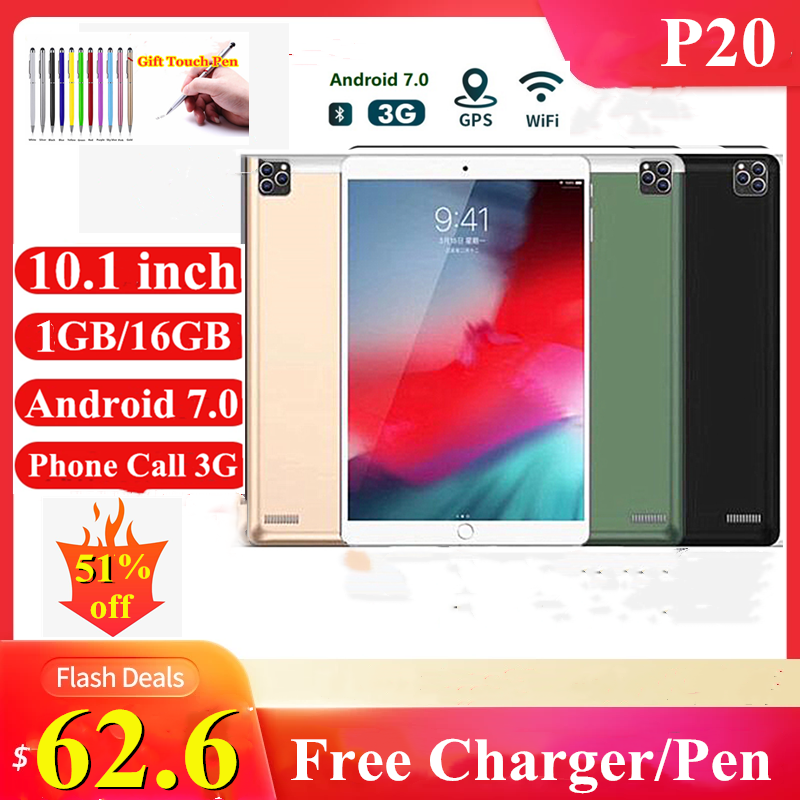 

10.1 INCH 3G Phone Call 1GBRAM 16GBROM P20-A Android 7.0 MTK6592 Tablet PC 1280*800 IPS Quad Core WIFI Free Gifts, Standard
