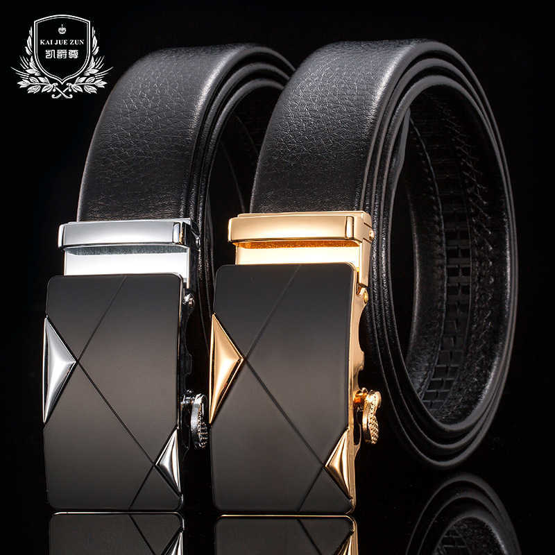 

Waist Chain Belts Buckles Men's Women's Kaijuzun men's belt business leisure automatic belt, Black