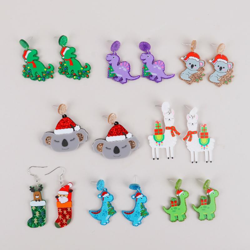 

Dangle Earrings & Chandelier Cute Cartoon Acrylic Dinosaur Drop For Women Girls Funny Xmas Gifts Glitter Christmas Party JewelrDangle