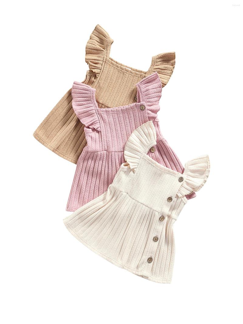 

Girl Dresses CitgeeSummer Solid Infant Baby Girls Casual Princess Dress Square Collar Sleeve Clothes