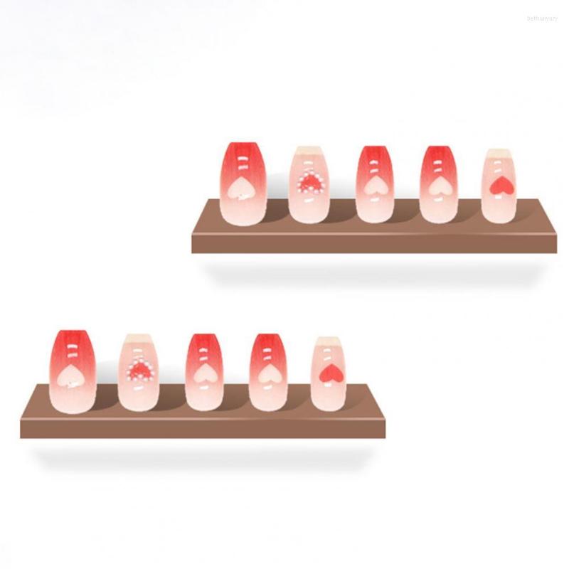 

False Nails 1 Set Delicate Ballet Fake Nail Non-falling Artificial Reusable Heart Shape Faux Pearl Extended DIY, Pink