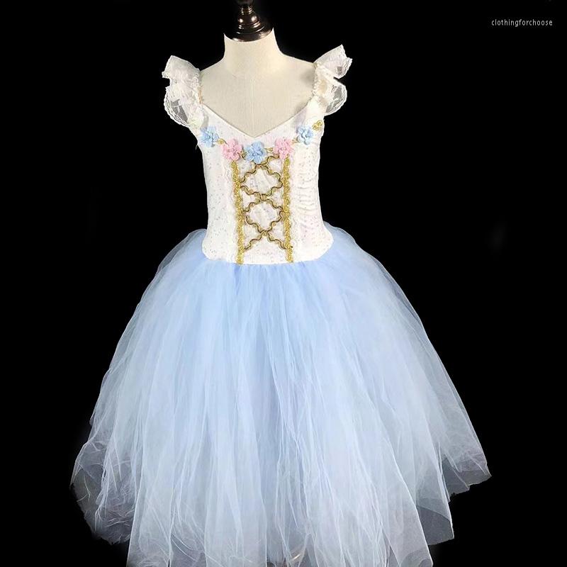 

Stage Wear 2023 Women Blue High Quality Long Adult Children Ballet Tutu Dress Party Practice Skirts Clothes Fashion Dance Costumes