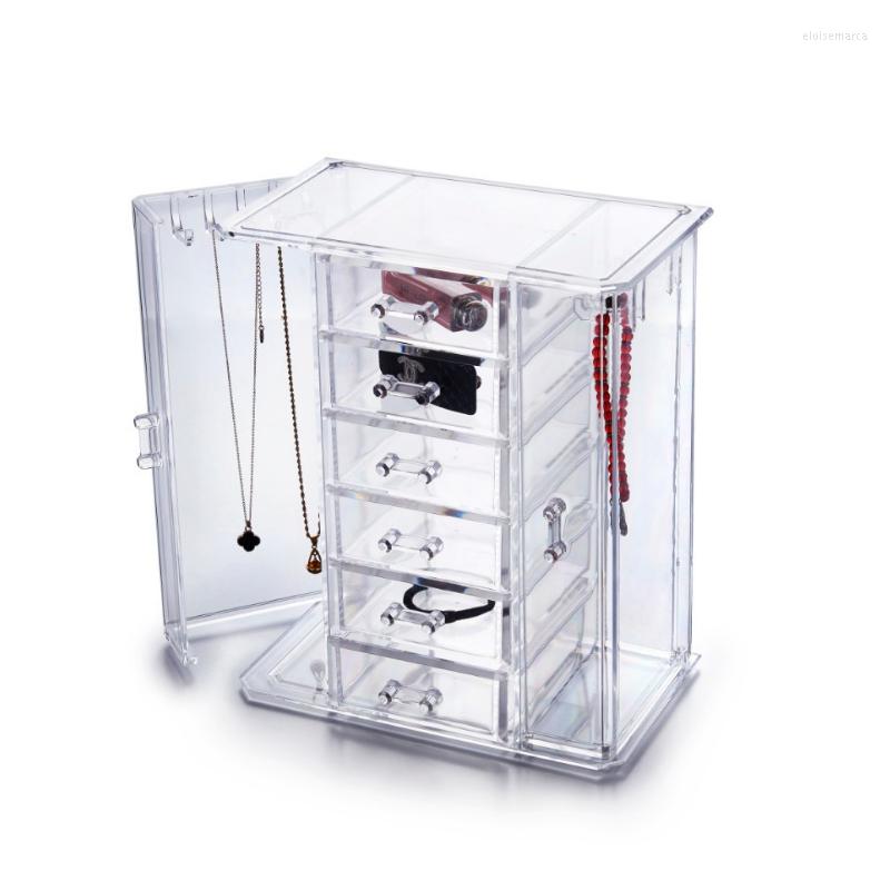 

Jewelry Pouches Transparent Acrylic Earring Stand Pendant Shelf High Quality Storage Box Display Ear Stud Necklace Case