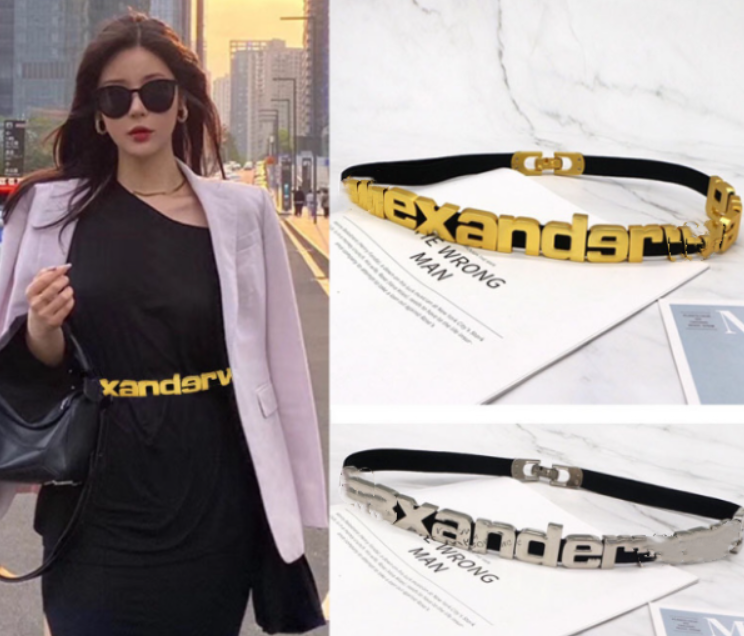 

Fashion Stretch Metallic Belt Female Ornament Ins Style Match with Coat Dress Fine Stretch Belts Cummerbund, Aspic