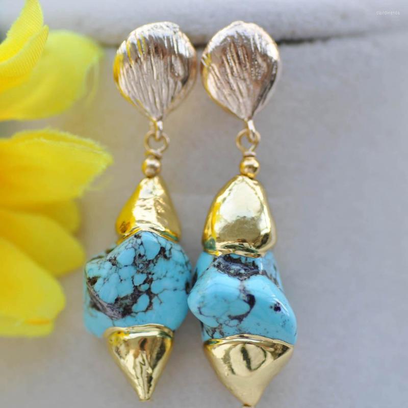 

Dangle Earrings Z10369 26mm Baroque Blue Turquoise Gold-Plating Earring