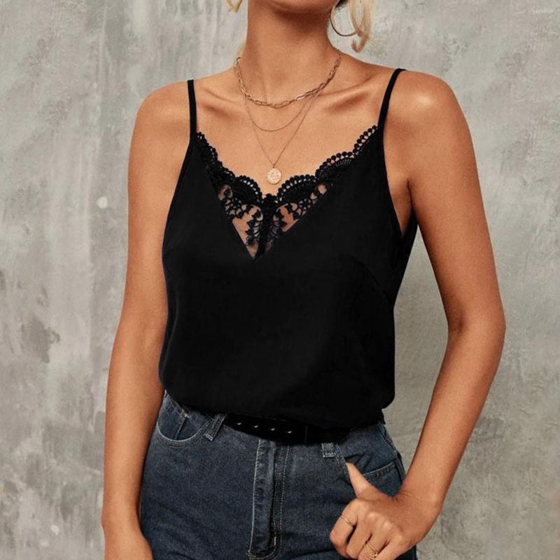 

Women's Tanks 2023 Women Solid Color Lace Sleeveless Sexy Casual Vest Top High Quality Simple Style Tops Fast In Stock, Black