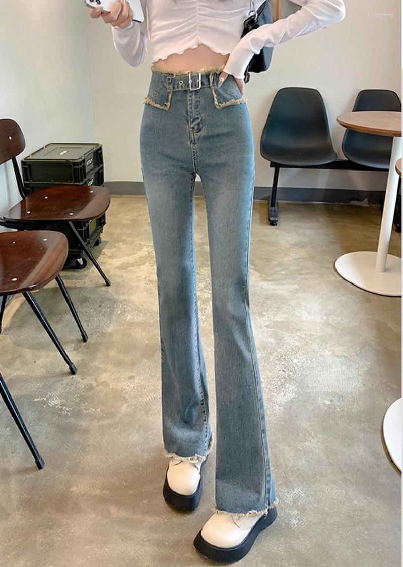 

Women's Jeans Flare High Waist Design Fried Street Denim Streetwear For Women Pants Elastic Fashion Boyfriend Style Pant Trousers, Blue