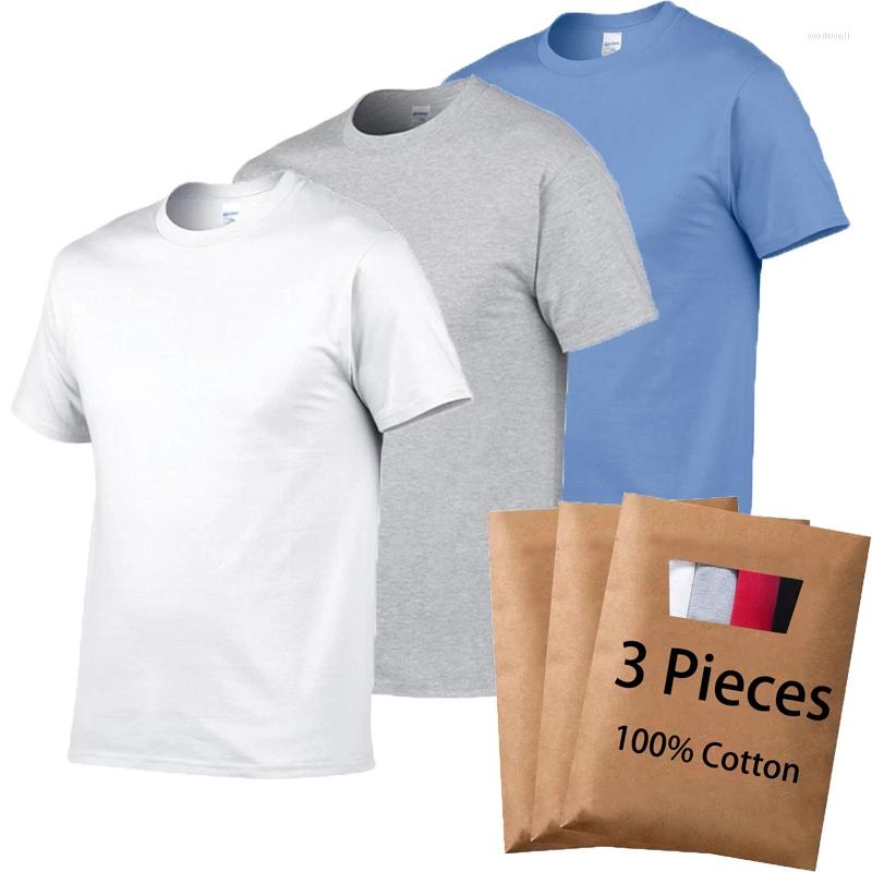 

Men's T Shirts 3 Pieces Cotton T-shirts Men 2023 Summer Short Sleeve Male Tshirt Solid Color O-neck Homme Tee Casual Fashion Shirt, Pink
