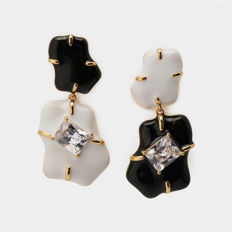 

Dangle Earrings Jewel By Joyful Design Vintage JBJD Black And White Enamel