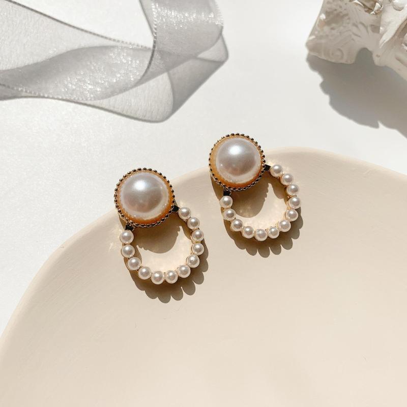 

Stud Earrings Colorful L Trend 925 Sterling Silver Simulation Pearl Circular Shape For Cool Women Girl Friendship Jewelry Gifts