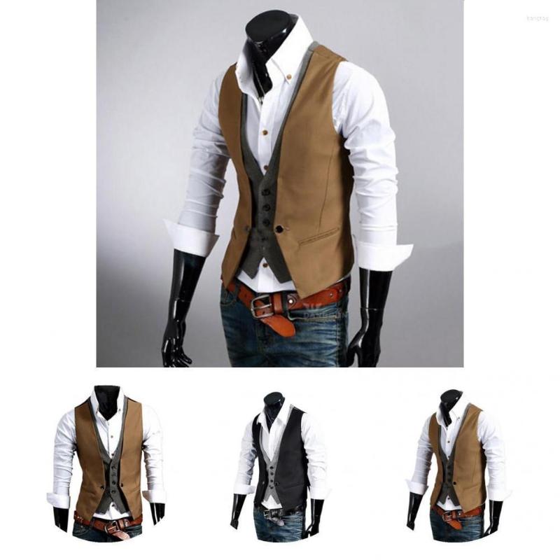 

Men's Suits Soft Texture Classic Fashion Men Layered Formal Vest Lightweight Waistcoat Single Breasted For Dating, Black