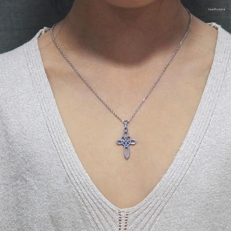 

Pendant Necklaces 1Pc Heart Knot Cross Stainless Steel Chain Choker Jesus Religious Vintage Jewelry Kids Girls Women