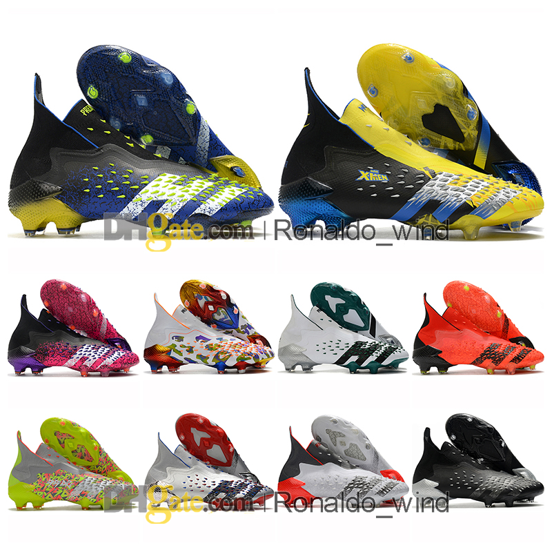 

Gift Bag Mens Womens High Tops Football Boots Predators Freak FG Firm Ground Cleats X Pogba Laceless Kids Boy Soccer Shoes Outdoor Trainers Botas De Futbol, Color 1