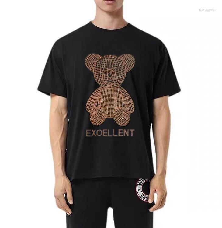 

Men's T Shirts Men Rhinestonesl Short Sleeve Stand Collar Slim Fit Tshirt Streetwear Man Top Tees -5XL, As shown
