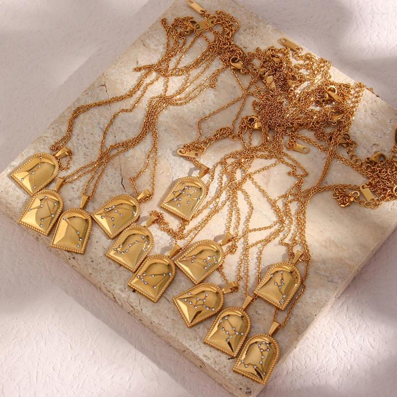 

Pendant Necklaces Design Geometric Shape Zodiac For Women 18K Gold Plated Waterproof Meaningful Gift Friends
