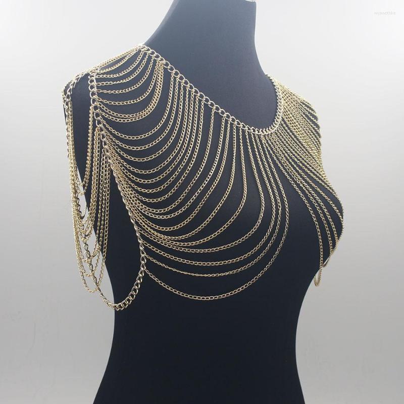 

Chains Alloy Multilayer Tassel Necklace Classic Style Jewelry Statement Body Chain Shoulder For Women BY241