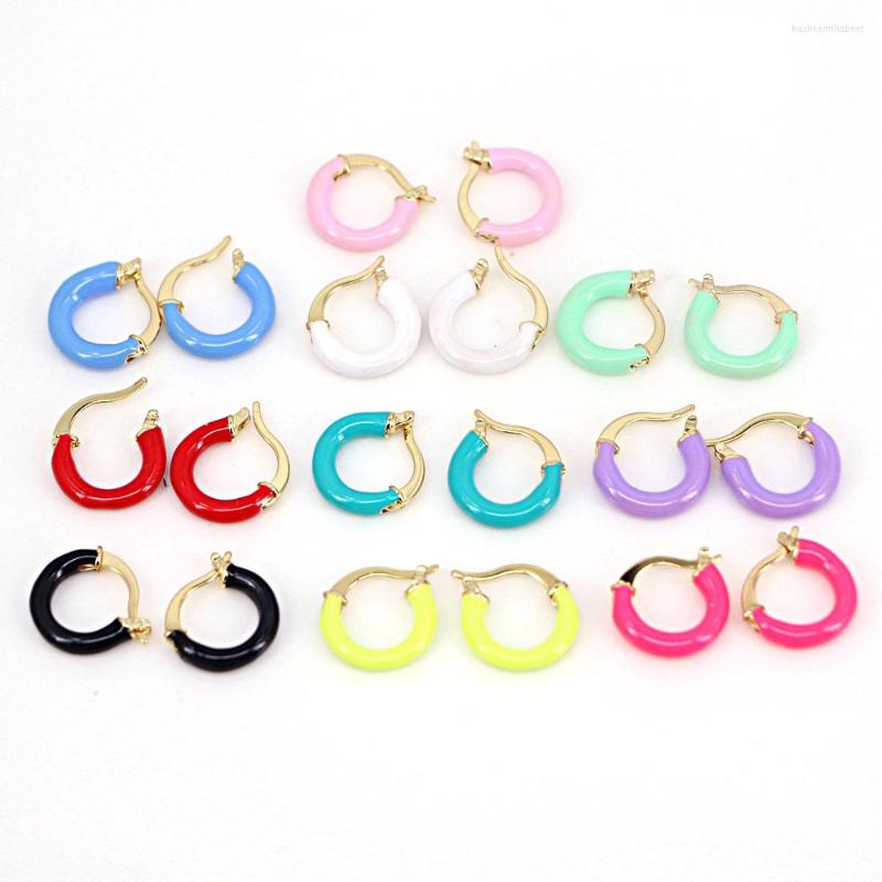 

Hoop Earrings 10Pairs Fashion Small For Women Girl Colorful Round Circle Enamel Earring Hoops Ear Buckle Punk Jewelry Accessory
