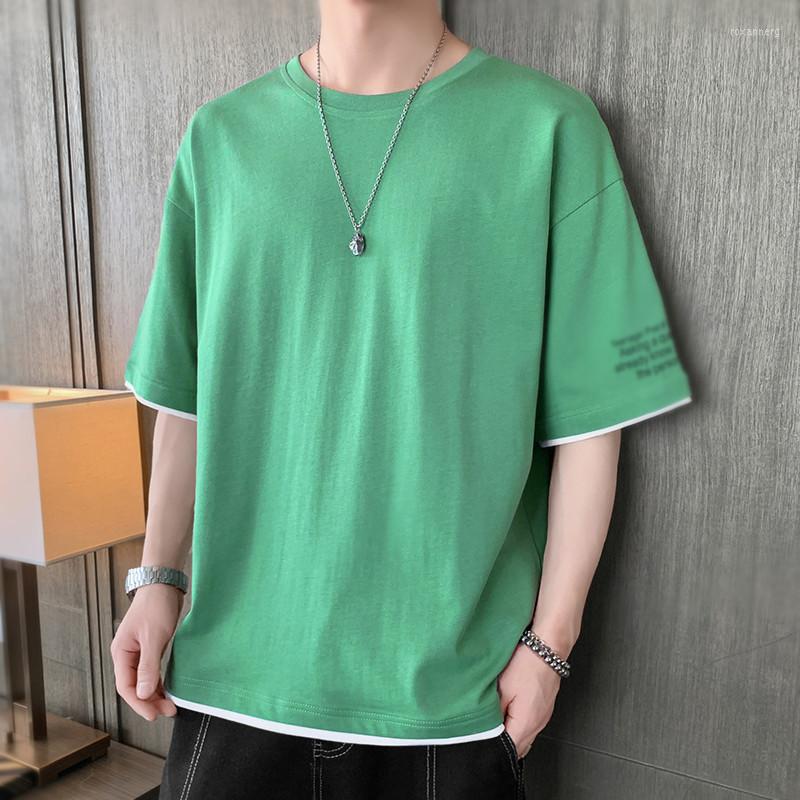 

Men's T Shirts 2023 Summer Men Loose Short Sleeve O Neck Tops Solid Color Casual Tees Black White Shirt Man Daily Streetwear 3XL, Yellow