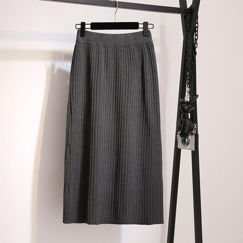 

Skirts Knitting Skirt Female 2023 Autumn And Winter Wool In The Long With Sweater Solid Tops, Black