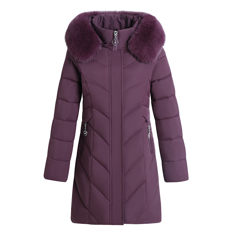 

Women's Down & Parkas Women Fur Collar Long Winter Black Warm Jacket Ladies Hooded Thicken Cotton Coat Female Stylish Outerwear Brand Clothi, Green