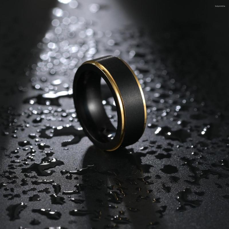 

Wedding Rings 2023 Fashion Cool 8MM Black And Gold Multicolor Tungsten Ring For Men Women Jewelry